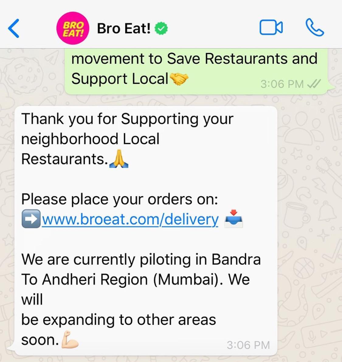 Ghostkitchens_'s tweet photo. @BroEatIndia is India's first WhatsApp based online food ordering platform! Order now by connecting with us on WhatsApp! 
https://t.co/sw5ppcU93S •
Or scan our QR code
Now live in Bandra , Andheri and South Mumbai.
#SaveRestaurants #SupportLocal https://t.co/hMJgyNlMYF
