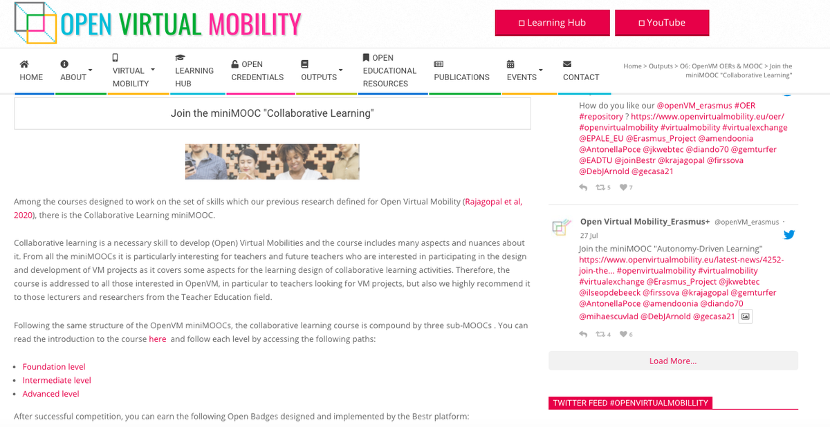 Join the miniMOOC "Collaborative Learning" <a href="/openVM_erasmus/">Open Virtual Mobility_Erasmus+</a> <a href="/Erasmus_Project/">Erasmus+ Projects</a> <a href="/gemturfer/">Gemma Tur</a>  <a href="/mediendidaktik/">Ilona Buchem</a> <a href="/jkwebtec/">jkwebtec</a> <a href="/AntonellaPoce/">Antonella Poce</a> <a href="/amendoonia/">Francesca</a> @DebJArnold @ilseopdebeeck <a href="/krajagopal/">Kamakshi Rajagopal</a> <a href="/firssova/">Olga Firssova</a> <a href="/gecasa21/">GERARD CASANOVA</a> <a href="/EADTU/">EADTU</a> <a href="/joinBestr/">Bestr</a> #OpenVirtualMobility #virtuallearning #MOOC #VirtualExchange