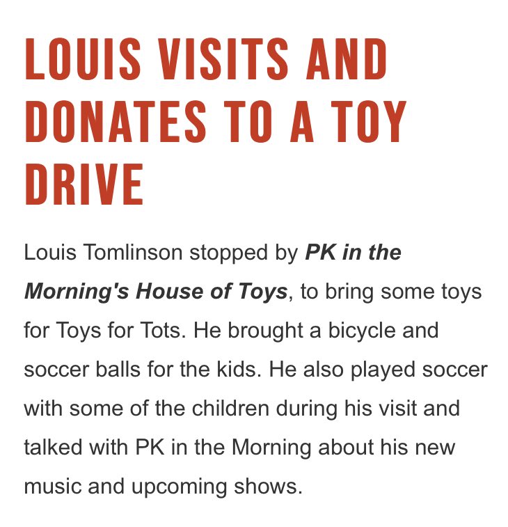 louis went to a radio stations toy drive unannounced to bring a bicycle and other toys for the kids