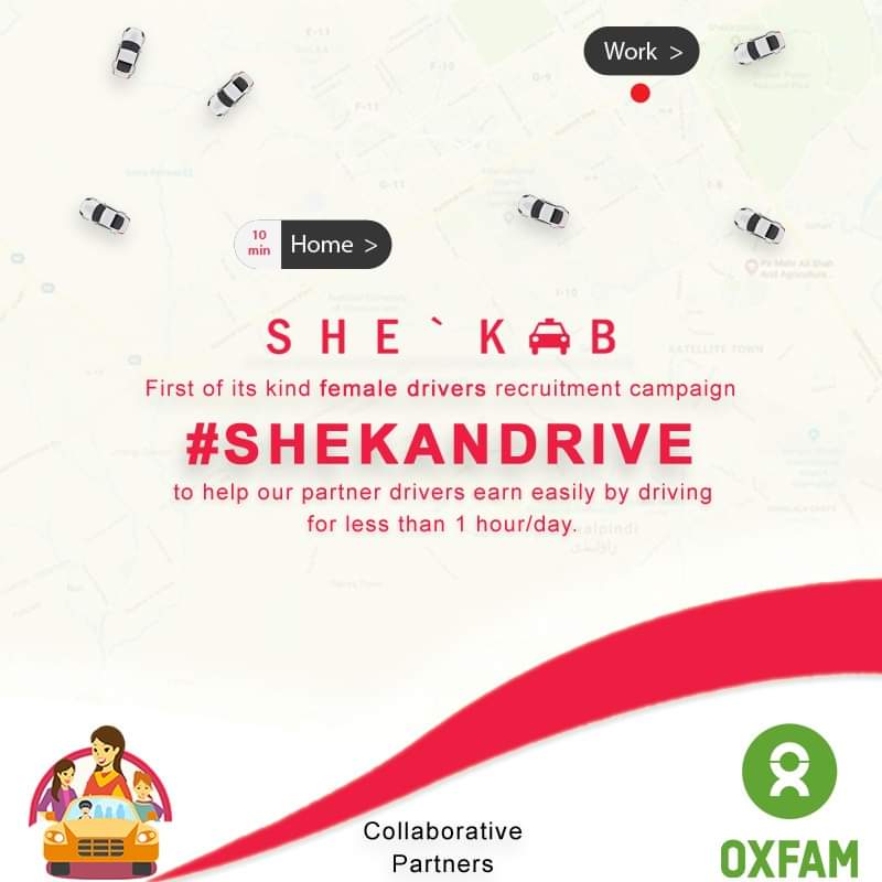 Shekab (@shekabpk) on Twitter photo Easy Earning post #COVID19 
#SheKab has partnered with #OxfaminPakistan for the first of its kind female drivers recruitment campaign #SHEKANDRIVE,to help our partner drivers earn easily by driving for less than 1 hour per day. Download app to register as a driver! #SheKabCarpool Easy Earning post #COVID19 
#SheKab has partnered with #OxfaminPakistan for the first of its kind female drivers recruitment campaign #SHEKANDRIVE,to help our partner drivers earn easily by driving for less than 1 hour per day. Download app to register as a driver! #SheKabCarpool