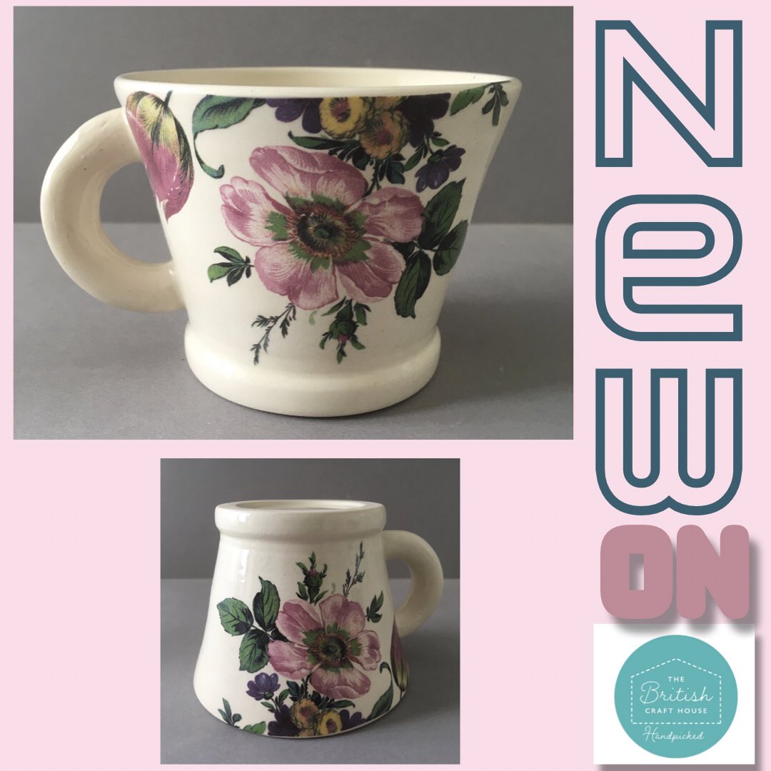 *NEW* Wide floral cup #ontbch #thebritishcrafthouse #teacup #mugshotwednesday #ceramiccups #handmade #hanmadeuk #britishcraft #turquoise #groggedclay #bighandle #smallshop #pottery #ceramics #vintagefloral #floralcup