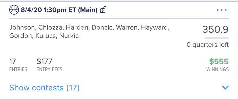 DJSchrum2's tweet photo. Absolutely on 🔥🔥🔥 crazy that people still sleeping on ya @FanduelMazza ~ keep sleeping and we’ll keep stacking
#dfsgoat 🙌🏼 https://t.co/fCJbxClBQH