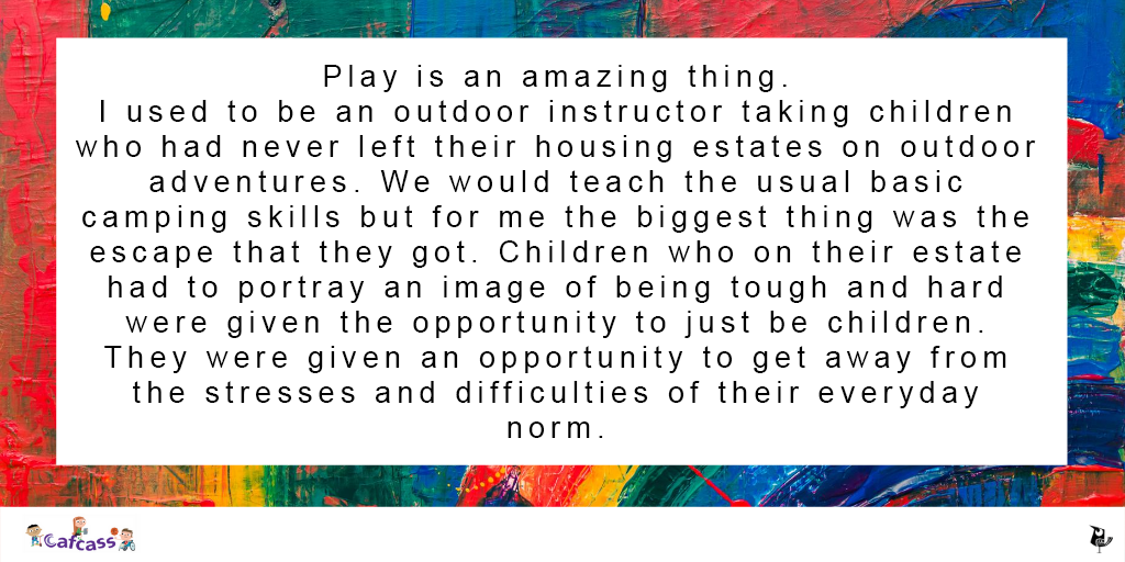Today’s #Playday2020 theme is ‘Everyday Freedom, Everyday Adventures’. It aims to highlight the importance of giving children and young people the freedom to play and have everyday adventures. One of our employees told us just how important play can be: