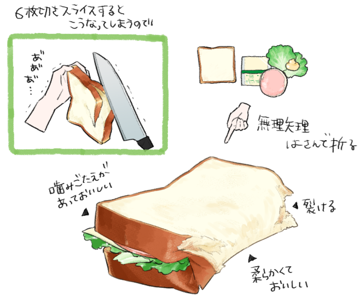 10枚切がないときの無理やりサンドイッチは口の中がパンパンになって幸せなのでおすすめ 