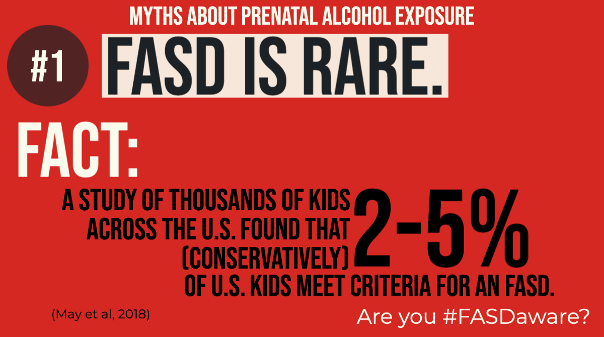 aubreypagefasd's tweet image. #Myth: FASD is rare. Fact: A 2018 study found that #FASD affects 2-5% of U.S. children. | Are you #FASDaware?