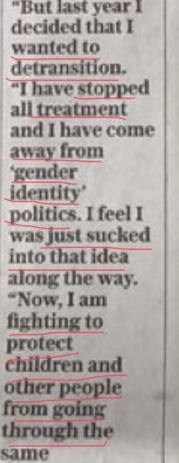 Now a detransitioner who is standing up for all the children who are being prevented from re-identifying with their bodies by mindless affirmation.They need liberating from the  #GenderIndustrialComplex.