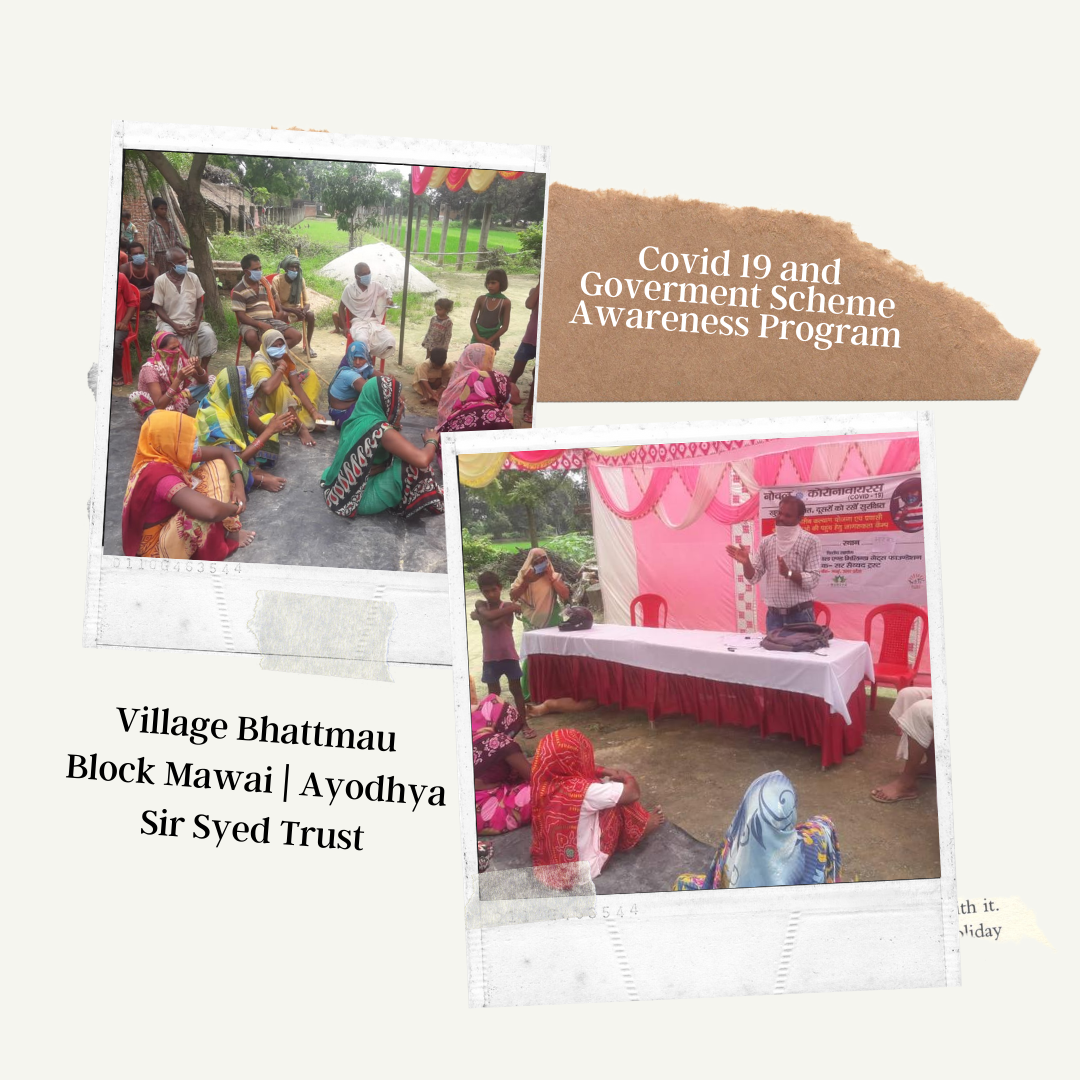 RCRCIndia's tweet photo. Covid 19 and Goverment Scheme Awareness Program 
 village Bhattmau | Block. Mawai | Ayodhya #sirsyedtrust
#rcrccoalition #COVID19 https://t.co/CFSu7BBtGz