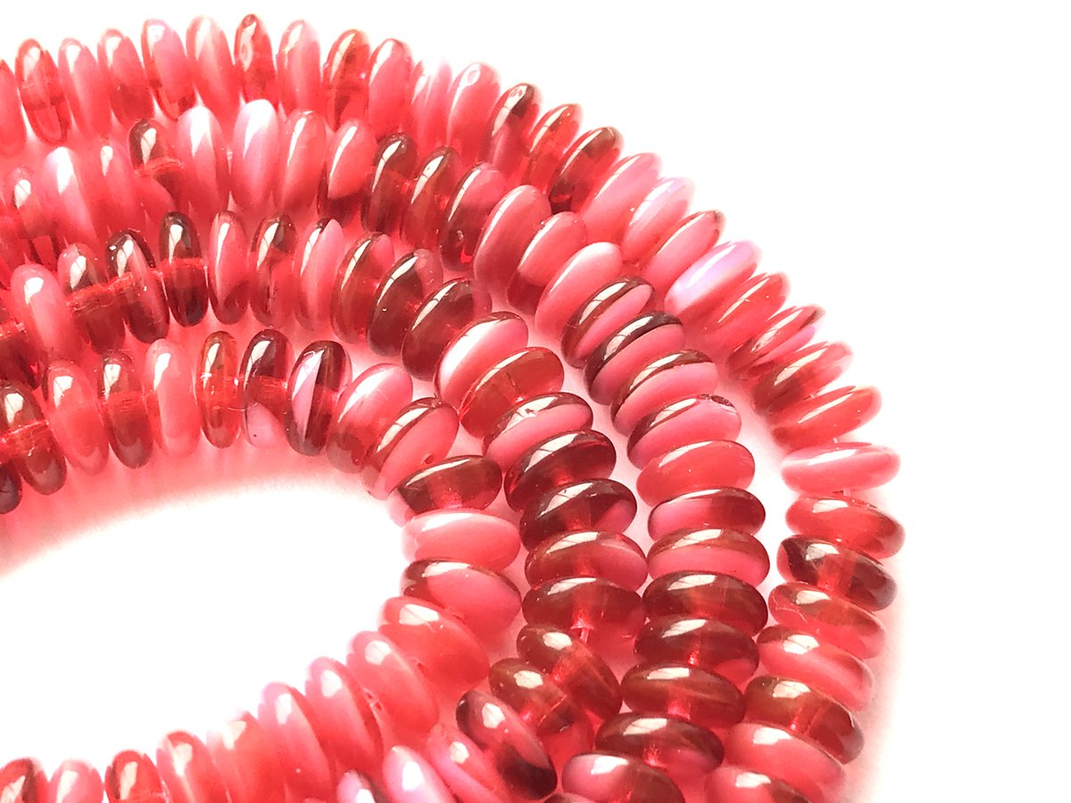 BeadService's tweet image. Milky Pearl Fuchsia 6x2mm Saucer Rondelle Czech Glass Spacer Jewellery Beads by BeadService etsy.me/33vmVvw via @Etsy