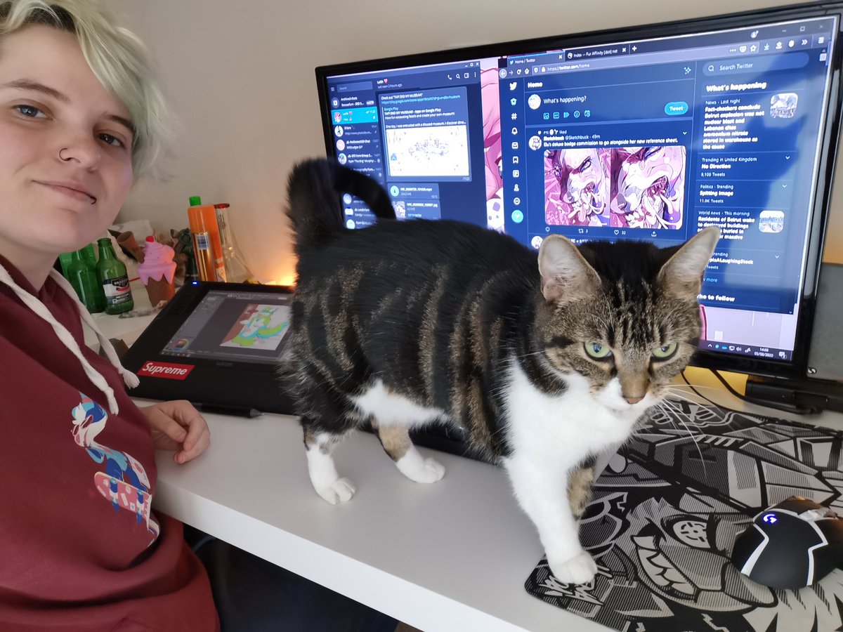 BuiltByAxel's tweet photo. Trying to work on commissions but there's a fluffy distraction 🤣❤️
#fur #furry #furries #furryart #furryartist #furryartists #cat #furryhelper https://t.co/wrYeX8k1ly