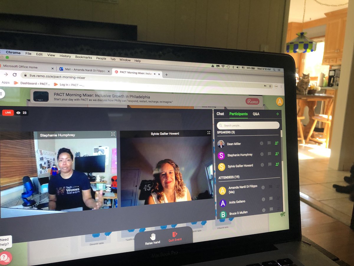 PhilaPACT's tweet photo. We’re live in our 1st morning mixer with virtual networking #YAY but starting off w/ insights from @PhiladelphiaGov Sylvie Gallier Howard & @TechLifeSteph #morningmixer #philaPACT #virtual #Connectivity https://t.co/SYJinZlxLa