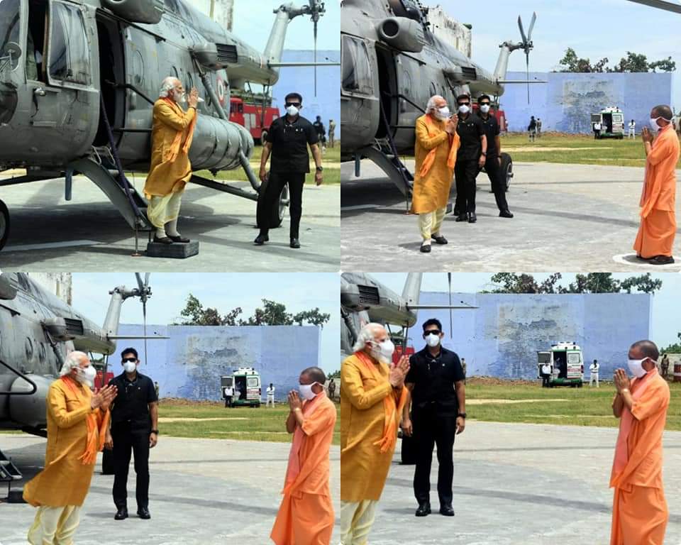 Satishk4BJP's tweet photo. Glimpses of Ayodhya Rama Janma Bhoomi Puja performed by
PM Shri @narendramodi
#JaiShriRam
#rammandirbegins https://t.co/t2VE73VckA