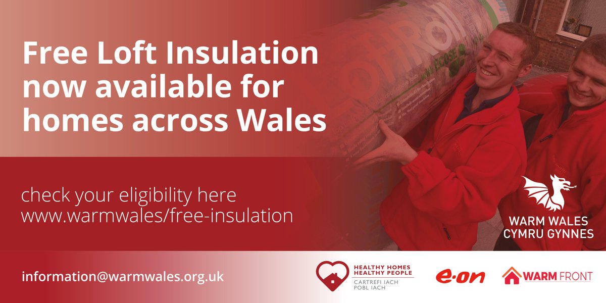 WarmWales's tweet photo. We can arrange free loft and cavity wall insulation for qualifying households across Wales, check if you qualify and apply here https://t.co/7nRyYTeH96 #freeinsulation https://t.co/xbgAaiUas3