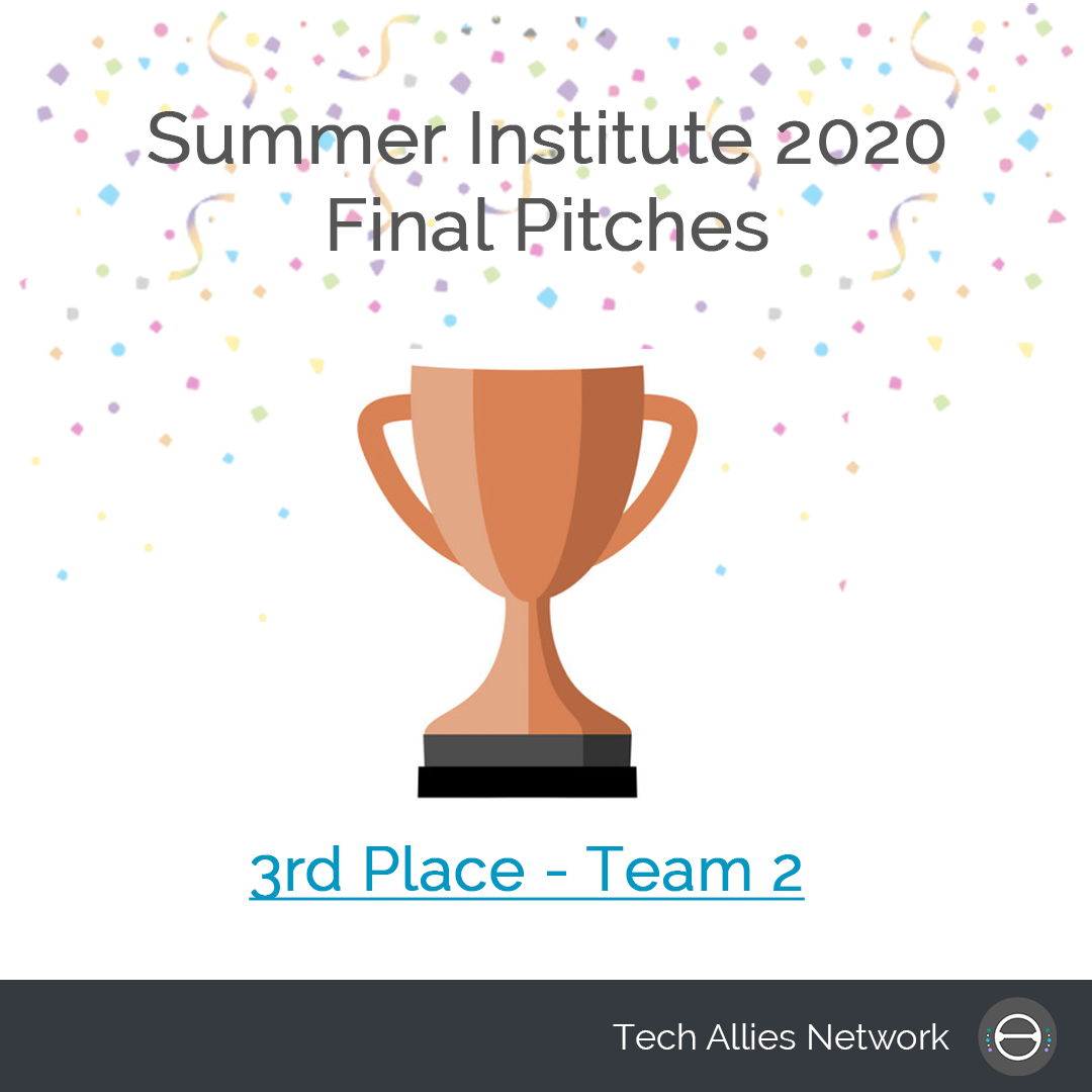 TechAlliesNtw's tweet photo. Last Friday we wrapped up #SummerInstitute with final pitches from the students to industry judges. Today we announce the team in 3rd place is Team 2 for their solution UI Mentor!

Congrats Asmaa Hadir, Connor Burns, Oliver Cobb and Priyanka Jhooty 👏 https://t.co/2EHRU4MjLz