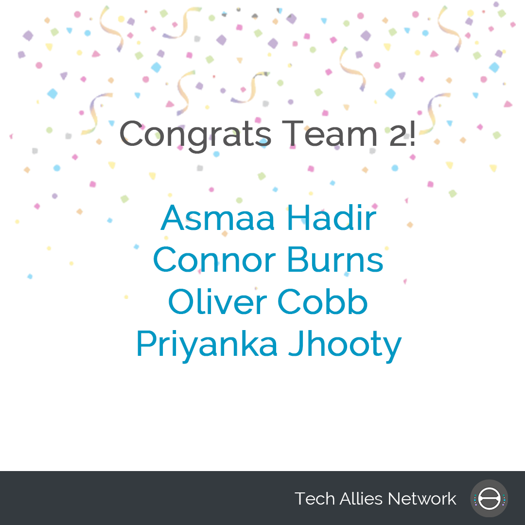 TechAlliesNtw's tweet photo. Last Friday we wrapped up #SummerInstitute with final pitches from the students to industry judges. Today we announce the team in 3rd place is Team 2 for their solution UI Mentor!

Congrats Asmaa Hadir, Connor Burns, Oliver Cobb and Priyanka Jhooty 👏 https://t.co/2EHRU4MjLz