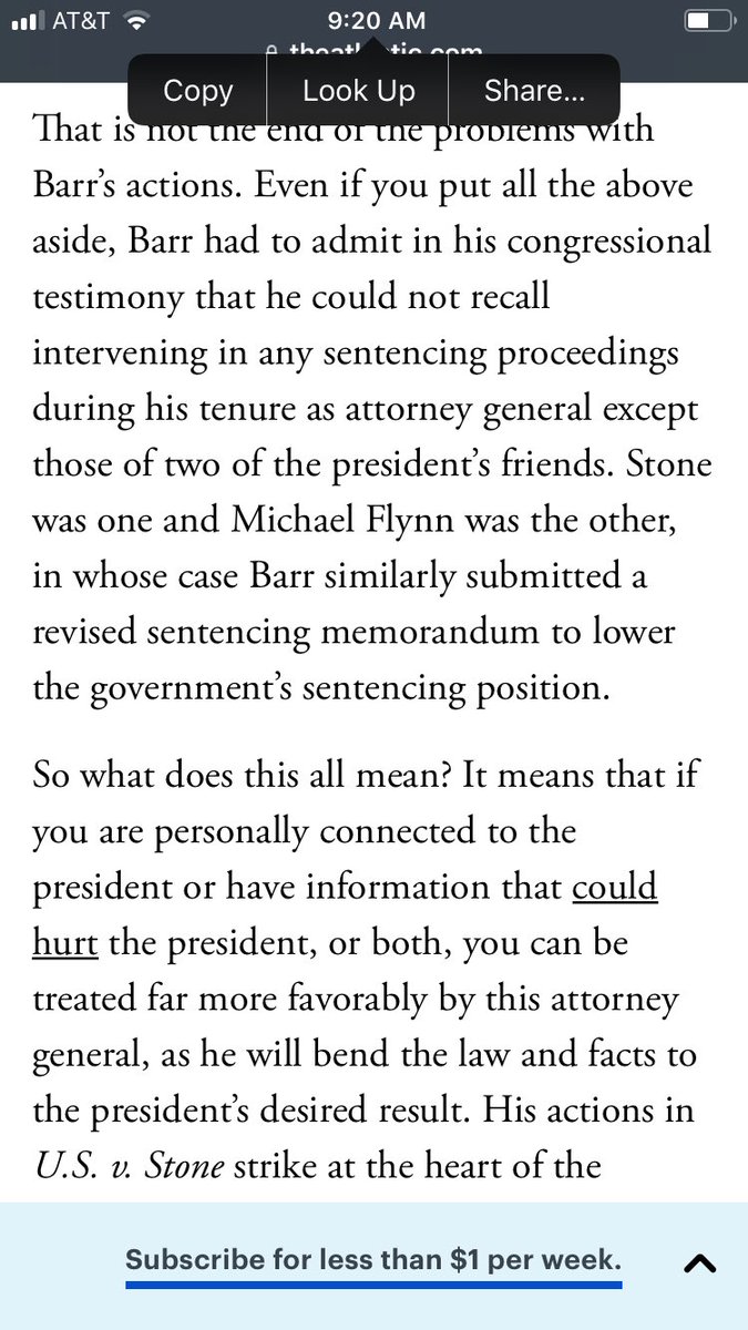 That Barr is only intervening for President Trump’s friends is awful. It smacks of corruption and it violates the principle of equal justice under the law. But Weissmann treats it almost as an afterthought in this essay. His major claim is about factual manipulation.