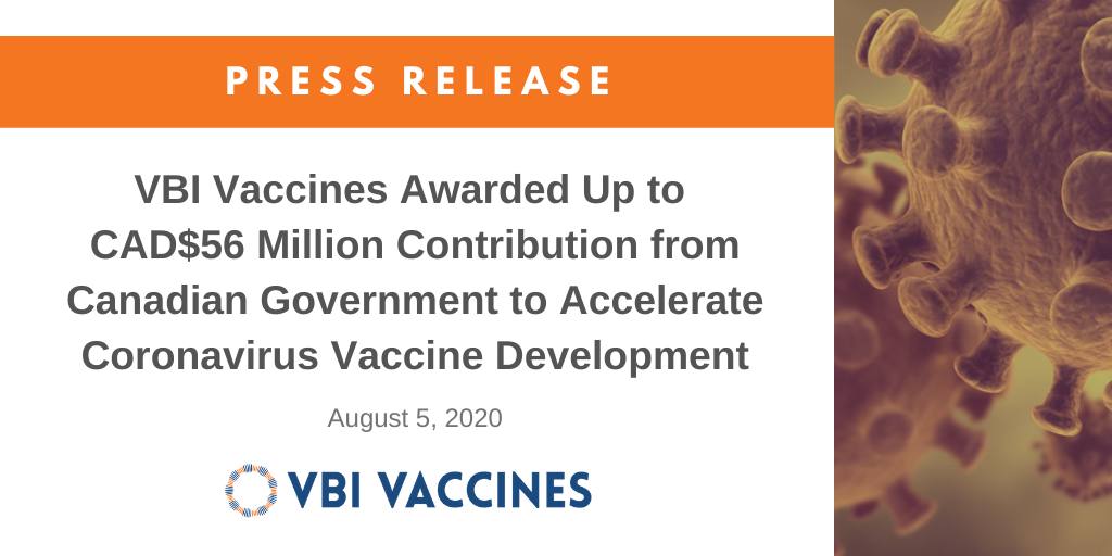 VBI Vaccines on Twitter: "#Breaking: VBI Vaccines announced today that it  will receive up to CAD$ 56 million from the Canadian Government's Strategic  Innovation Fund to support the development of the company's #