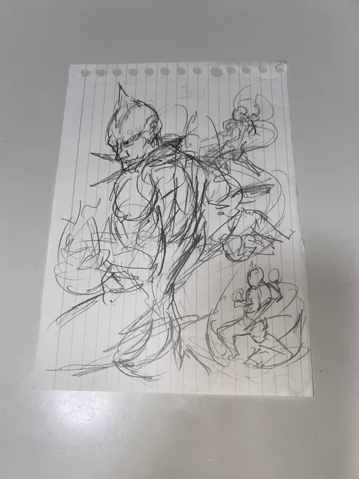 メモ用紙に描いてた初期のラフ

目つきがわるい 