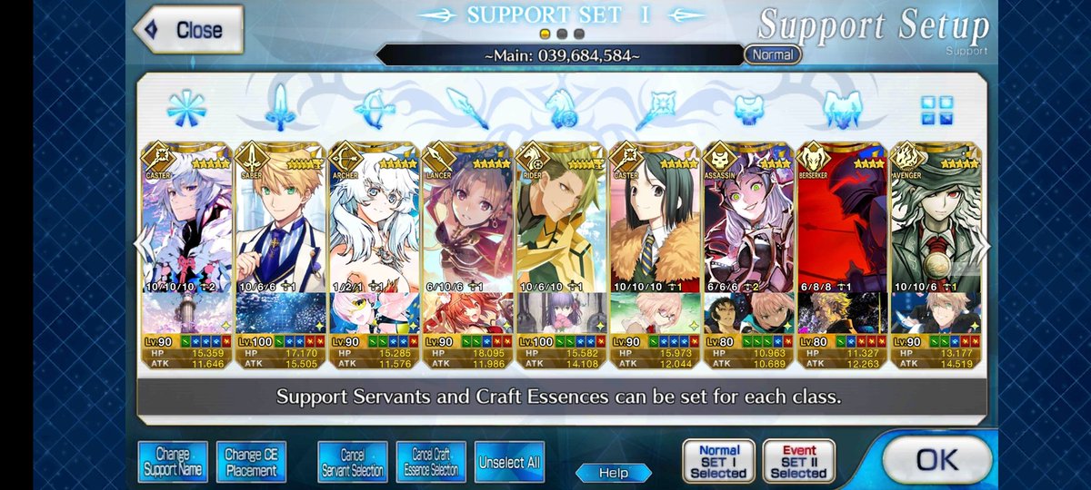 It's been a while since my last  #shiikaplaysfgo support set-up update. * Finally got Komaeda, err, Edmond Dantes.  Equipped a star gather rate CE for crazy crits with his cards * Carmilla NP2 lol* Need to work on Orion's skills* Not in here but also got Skadi 9/7/10 