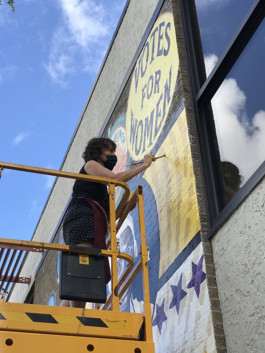 Erie, PA mural going up to raise awareness about voting. We are six collaborating artists.