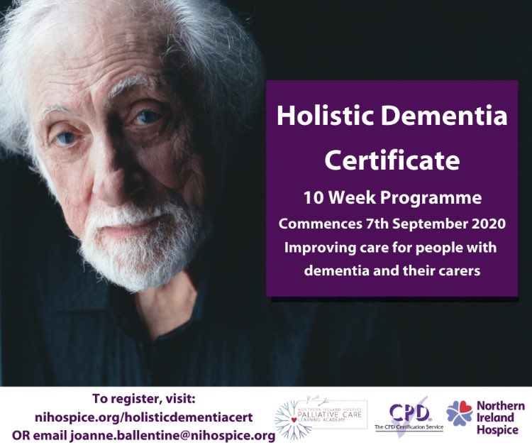 Palliative Care Learning Academy (@nihpcla) on Twitter photo Just over three weeks left to register for the Holistic Dementia Certificate! If you’re a healthcare professional caring for patients with a dementia, and interested in enhancing your skills and knowledge, register today at: bit.ly/3fhdTV8 <a href="/NIHospice/">NI Hospice</a> @JoBallentine Just over three weeks left to register for the Holistic Dementia Certificate! If you’re a healthcare professional caring for patients with a dementia, and interested in enhancing your skills and knowledge, register today at: bit.ly/3fhdTV8 <a href="/NIHospice/">NI Hospice</a> @JoBallentine