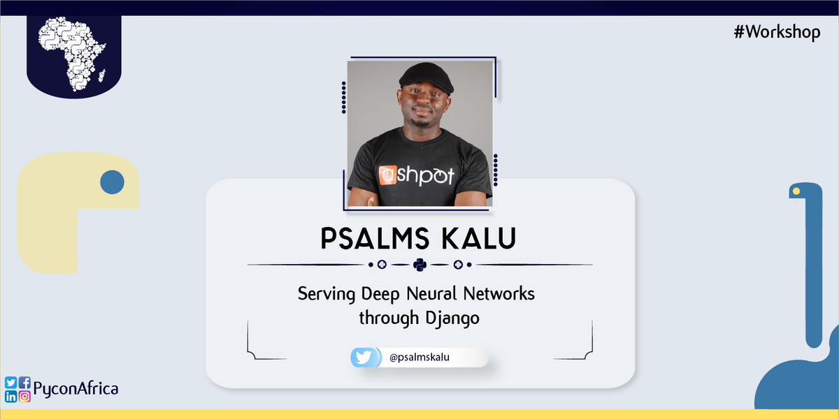 pyconafrica's tweet image. Happening now is a workshop on “Serving Deep Neural Networks through Django” by Psalms Kalu (@psalmskalu)

#PyConAfrica20 #PyExciting #Python
