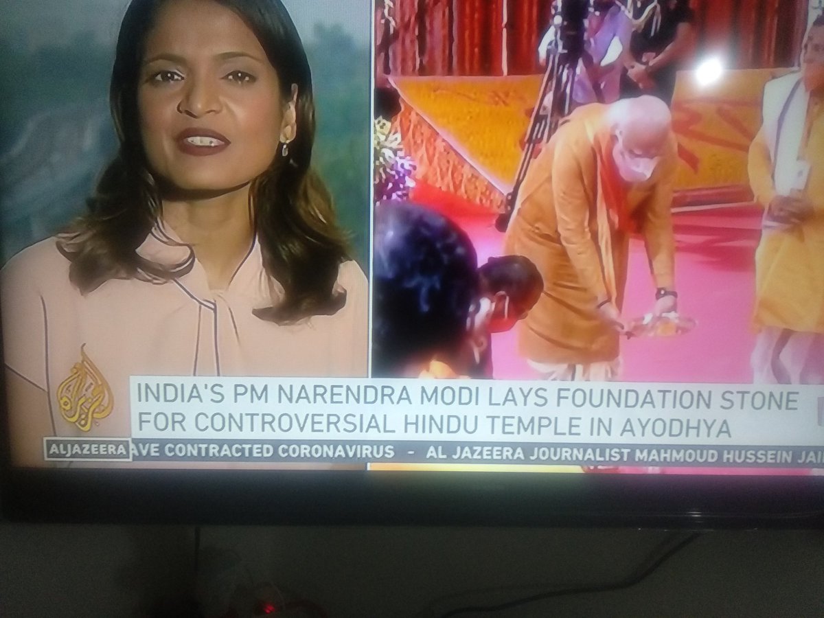 adhiman45's tweet image. @PMOIndia please find attach the clip from Al Jazeera where in they have used the the word " Controversial Hindu Temple" on the news for PM,s Ayodhya visit today. Please take action accordingly.