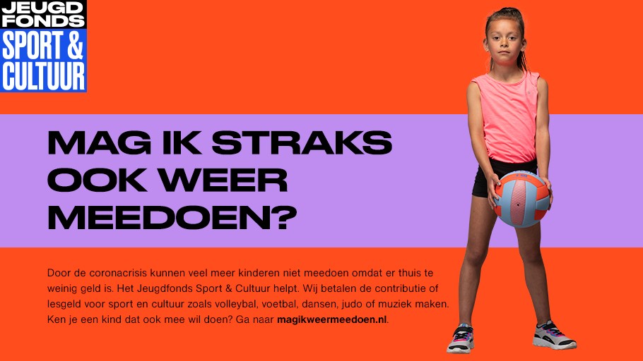 Door de coronacrisis kunnen veel kinderen niet meer meedoen aan sport en cultuur, omdat er thuis te weinig geld is. <a href="/JFSCUtrecht/">Jeugdfonds Sport & Cultuur Utrecht</a> helpt door de contributie en lesgeld voor bijv. voetbal of muziekles te betalen. Ken je een kind dat ook mee wil doen? Ga naar magikweermeedoen.nl