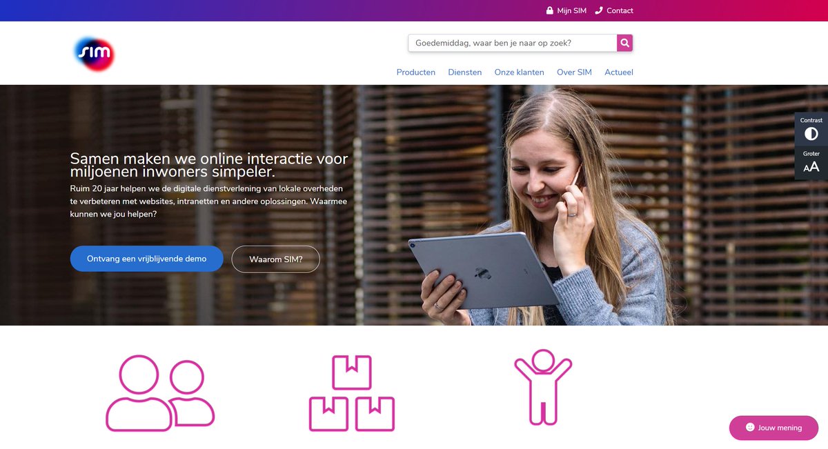 SIMgroep's tweet photo. Leuk nieuws: onze nieuwe website is live! ๐ En.. dit keer in ons eigen SIMsite Drupal jasje! Afgelopen periode hebben we met collega's hier hard aan gewerkt. Benieuwd hoe het is geworden? Bekijk hem dan op: https://t.co/QTWPGRC84J.
#SIM #website #lancering #SIMsite #Drupal https://t.co/c74gXB0EqB