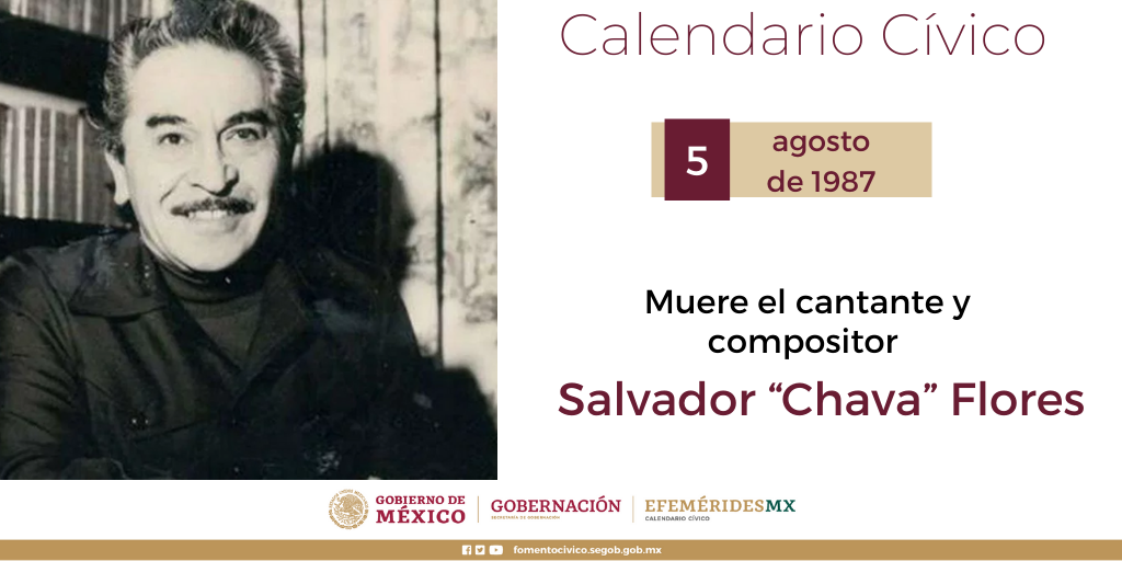 EFEMERIDESMX's tweet photo. #SabíasQue el 5 de agosto de 1987, muere el cantante y compositor Salvador “Chava” Flores. Sus canciones forman parte del folclor mexicano, entre las que destacan “Peso sobre Peso”, “Llegaron los gorrones” y “El gato viudo”. #CalendarioCívico https://t.co/ggBFVvGjWi