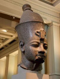 The Pschent, Double Crown, known as Sekhemti,Two Powerful Ones,symbolized the king’s rule of Upper and Lower Egypt.The Pschent is often embelished with the cobra and the vulture (Wadjet and Nekhbet). The crowns were worn seperately in earlier periods until the 19th Dynasty.