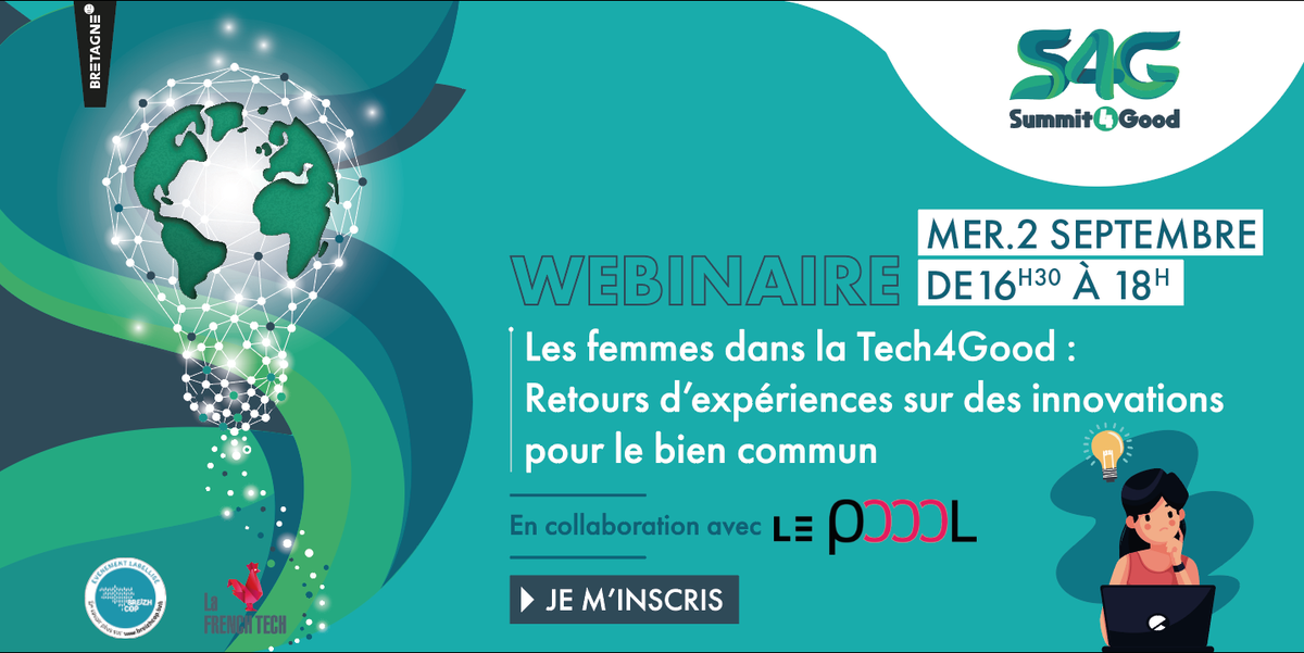 FTBrestPlus's tweet photo. [#Summit4Good 🌍🌳]
▶ Ne manquez pas le prochain #webinaire organisé en collaboration avec @Le_Poool pour mettre en lumière les femmes dans la #Tech4Good 👭
⏰mercredi 2 septembre de 16h30 à 18h
👉Inscription: https://t.co/K8wesJZwaK

+ d'infos : https://t.co/LFko8SFJ0E https://t.co/VR4n3tCkOD
