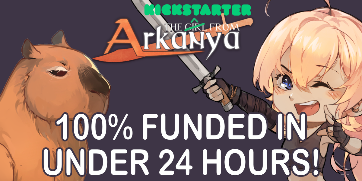 ArkanyaGame's tweet photo. It was actually 19.5 hours. Also, THANK YOU ALL SO MUCH! Just beyond our wildest expectations. I'll be posting the first KS update soon, still gotta write it as y'all caught us way off guard! 
Check it out here if you haven't already: https://t.co/DVyIHhGrpI #indiegame #capybara https://t.co/woyRpwv3lr