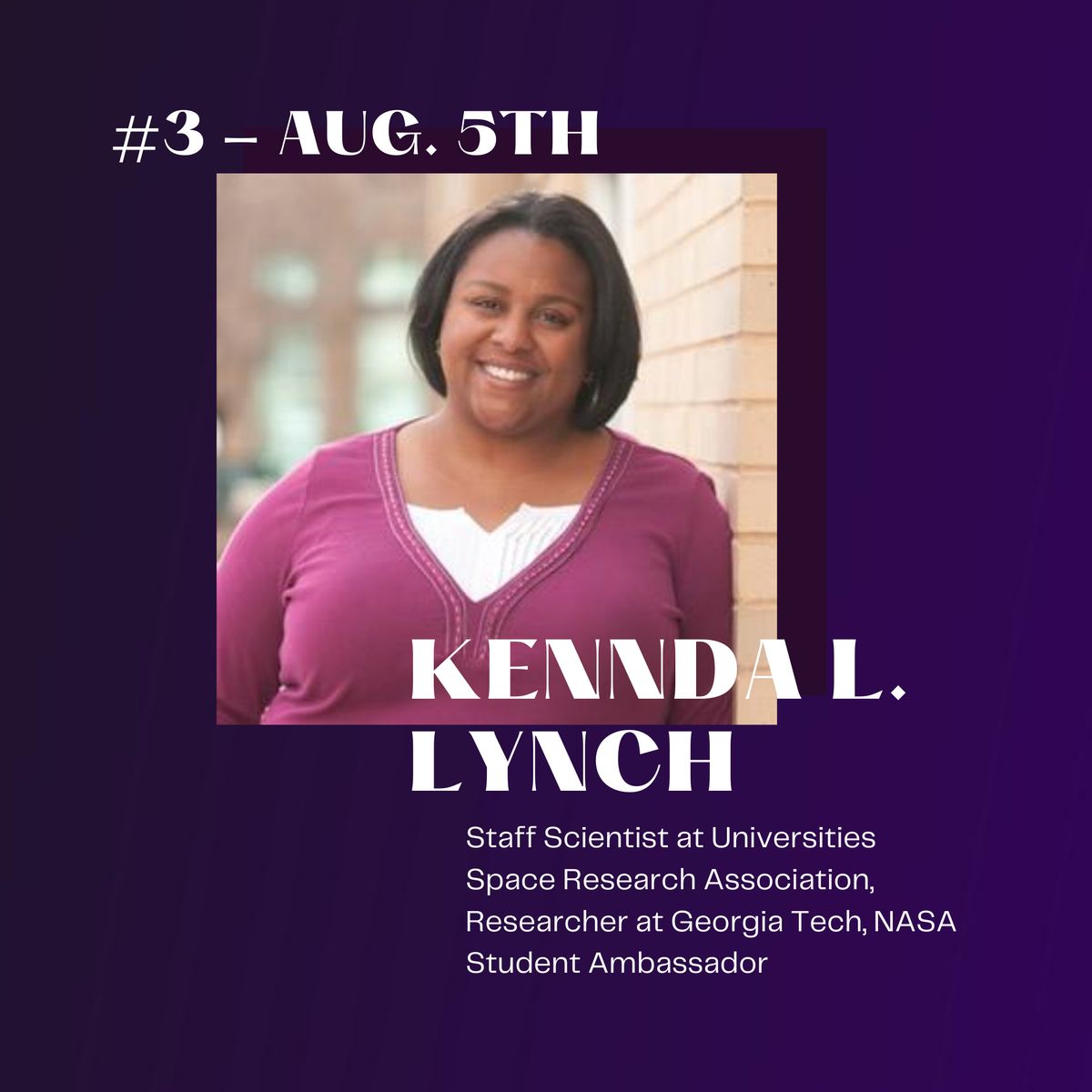 BlueMarbleSpace's tweet photo. Next we are highlighting Dr. Kennda L. Lynch! Her dual degree background in engineering and biology allowed her to conduct research on Mars’ analog environments. This has made Lynch’s research relevant to the Mars 2020 mission.🛰🌟 Check our IG for more about Lynch! #BlackInAstro https://t.co/pwXBeC71WI