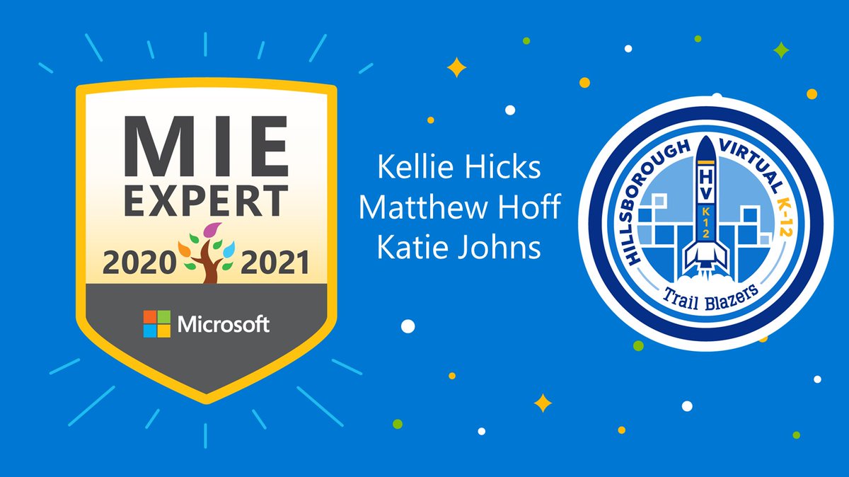HillsVirtual's tweet photo. We are very proud to announce that three HVK12 staff members have been successfully selected as Microsoft Innovative Educator Experts for 2020-2021 after their amazing work this year. @MicrosoftEDU #MIEExpert #VirtualLearning https://t.co/FjlGvPvORN