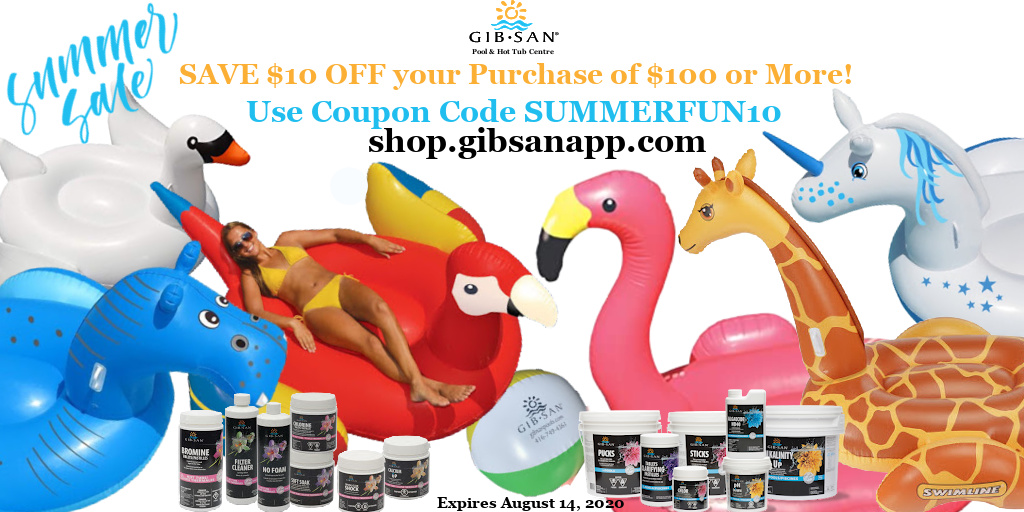 There is SO much summer left!!  Visit shop.gibsanapp.com to SAVE $10 on your purchase of $100 or more!  Make sure you are pool &amp; hot tub ready for this weekend!!!😎💦