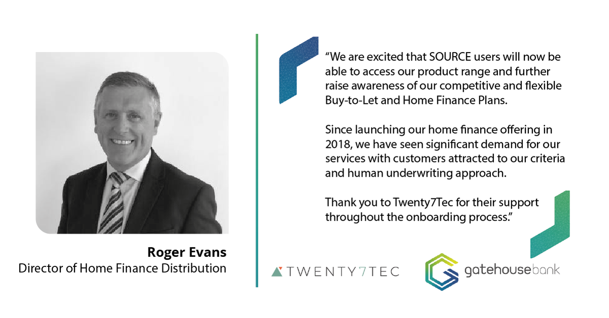 gatehousebank's tweet photo. We are pleased to announce that our finance products are now available on the @twenty7tec platform.

#GatehouseBank #Twenty7Tec #HomeFinance #Platform #HPP #BTL https://t.co/DPk1gMa3pN