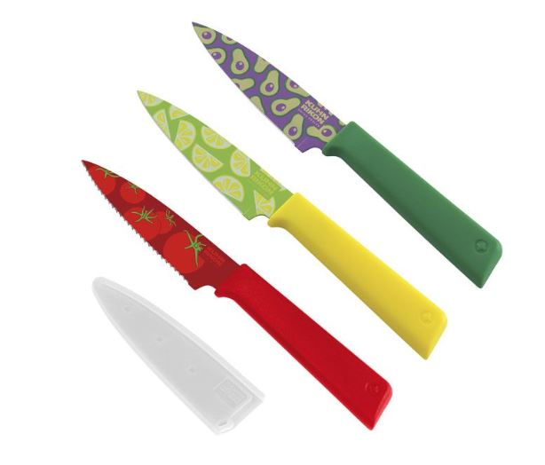 Our funky fruit knives are practical and colourful to brighten up your kitchen #kuhnrikon #knives