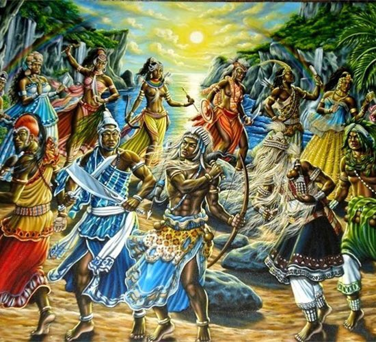 When the universe was formed by an omnipresent being called Akamara, the 601 Irunmoles were created. 201 of them (Sango, Osun, Ogun, Esu etc) would go back and forth between Earth (Ayé) & Heaven (Orun). On Earth they would take human forms to be of assistance and execute missions