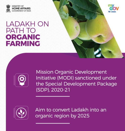 MIB_India's tweet photo. #OneYearOfDevelopment in #Ladakh👇 

➡️#AatmaNirbharBharat: Ladakh's LOCAL goes VOCAL. 
➡️Ladakh on path to organic farming.
➡️Handling of #COVID19 in Ladakh.
➡️Ensuring food security to the remotest corners.

#OneNationOneAspiration https://t.co/tZMDUju1KS