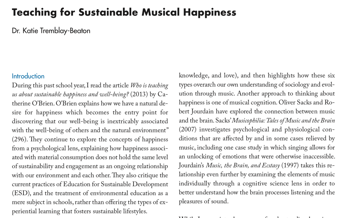 kt_tremblay's tweet photo. Such a great feeling to see a former teacher candidate write a response to my article. Happy to be a part of the music ed community today @OMEAOntario @TrentUSoE https://t.co/z8lYnNaSMN