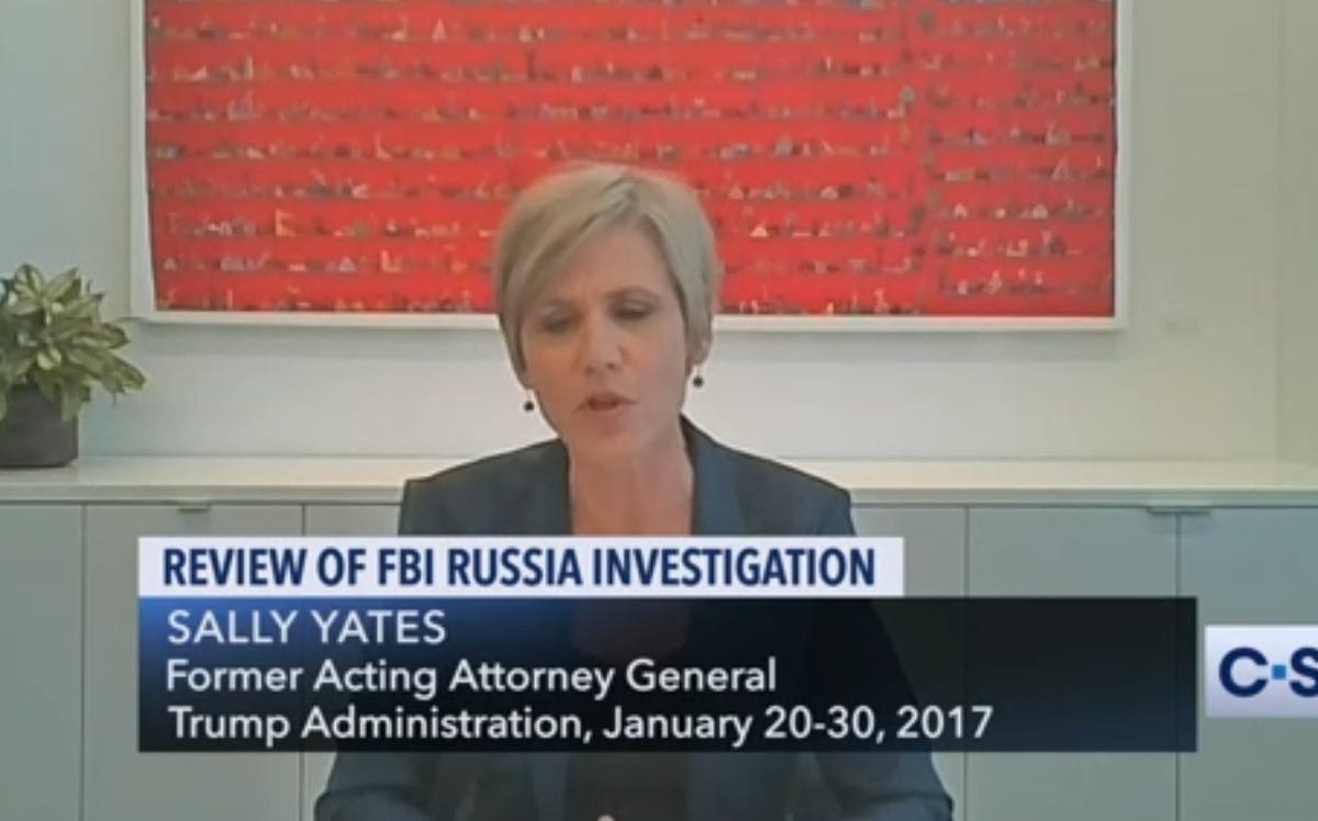 YATES: The answer was found when intrepid defense analysts watched Flynn and Kislyak's camgirl show on PornHub.Flynn, during a break, told Kislyak not to do anything, because Kislyak was his shmoopie-boo, and he would make sure Russia would be OK.This intel was analyzed.