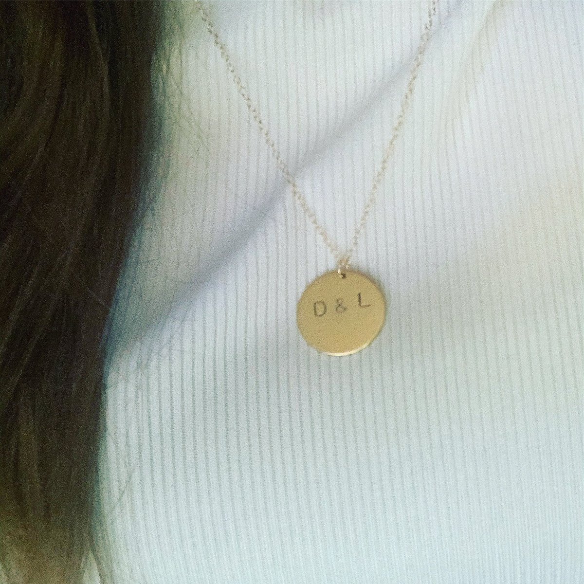Personalised necklace with three characters of your choice #jewellery #jewelry #personaliseddisc #personalisednecklace #goldpersonalisednecklace #goldnecklace #initialnecklace #golddiscnecklace #goldjewelry #jewelrydesigner #fashion #accessories