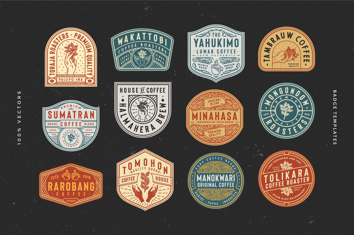 tacikworks's tweet photo. Check out 12 Coffee Logo and Badge Templates by tacikworks at Creative Market https://t.co/h3QIVD1FTr 

#logo #logos #monogram #logogram #displayfont #fontdisplay #vintage #vintagedesign #vintagefont #typeface #layeredfont #illustration #typefacefont #handmadefont #tacikworks https://t.co/aAkcIfLK3O