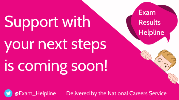 CareerEnt's tweet photo. Young people looking for support after receiving their #ALevel &amp; #GCSEs can visit the @NationalCareers @Exam_Helpline. Call on 0800 100 900. Lines open in just one week. #ExamResults https://t.co/oQze2GKOj3