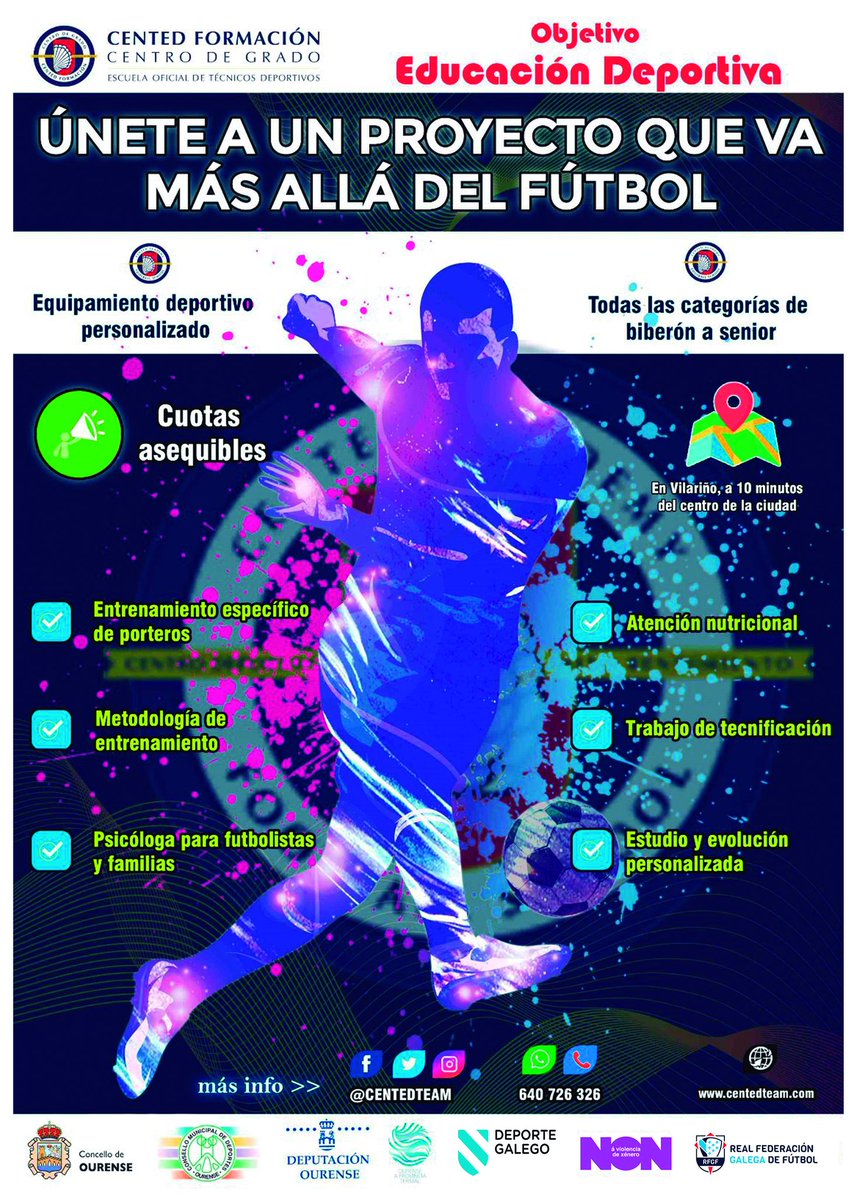 AurienseCA's tweet photo. ⚽ ¿QUIERES JUGAR AL FÚTBOL? 
📚 Educación Deportiva
👨🏼‍🏫 Entrenadores titulados
🆗 Normativa COVID
👉 Psicóloga: jugadores y familias
🥗 Nutricionista 
🧤 Entrenador de porteros
✅ Cuotas asequibles! 
🏟️ A 10' del centro!
💻 Estudio individual del futbolista
🌍 Metodología propia! https://t.co/ibQLPJ5RKo