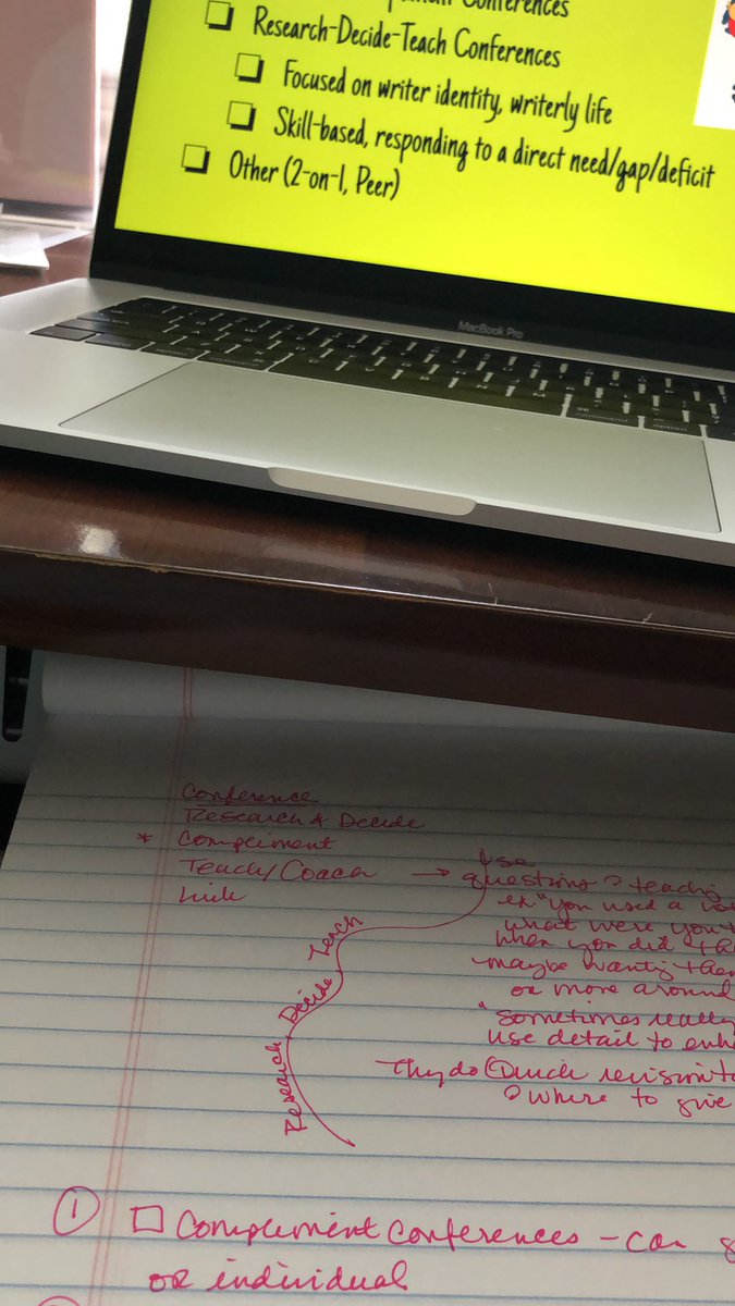 lillibertk's tweet photo. @catydear taking all the good notes in Writer’s Workshop! So excited to try these things with my student writers. #r11literacy https://t.co/u4KbZ6t1Fc