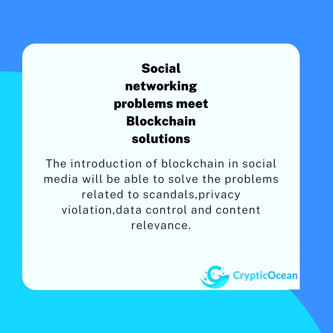 ocean_cryptic's tweet photo. There are around 2.77 billions of social media users around the globe.with the implementation of blockchain it can be ensured that all tje social media published data remains untraceable and cannot be duplicated. #Blockchain #blockchaintechnology #bloclchaindevelopment https://t.co/Xb2PwU6bFK