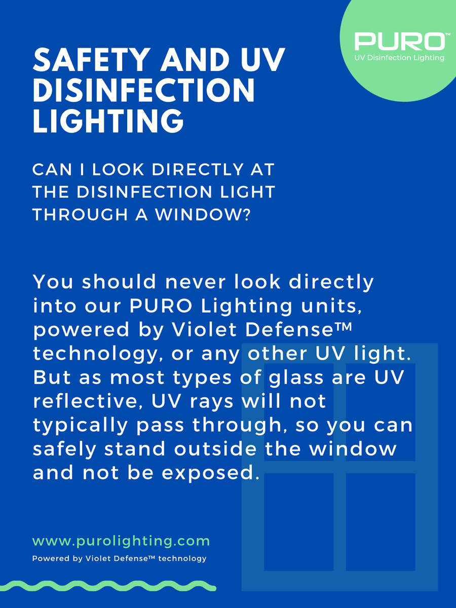 PuroLighting's tweet photo. Continuing Safety Week with PURO™ Lighting, we're answering the popular question; Can UV light be transmitted through glass or a window? Find out, and learn more at https://t.co/DyGUX3ztzL. https://t.co/1E3gfbvPaC