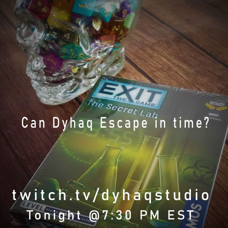 DyhaqStudio's tweet photo. Join us tonight as we try to escape The Secret Lab. *insert lighting strike noises*

https://t.co/BCWTgfy0nr

#exitthegame #twitch #doyouhaveanyquest #ttrpg #trpg https://t.co/lsqWlz8k8a