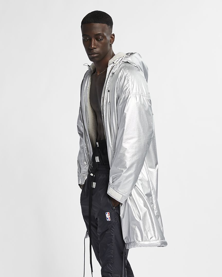 fear of god x nike parka jacket metallic silver
